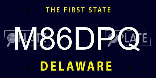 M86DPQ Delaware License Plate