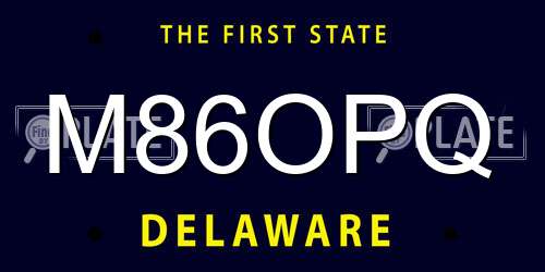 M86OPQ Delaware License Plate