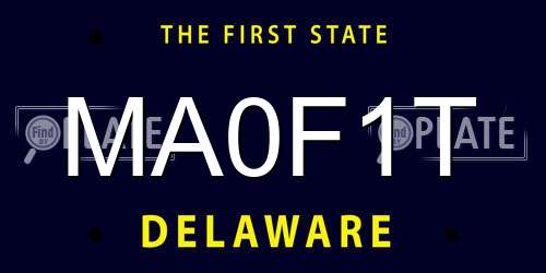 MA0F1T Delaware License Plate