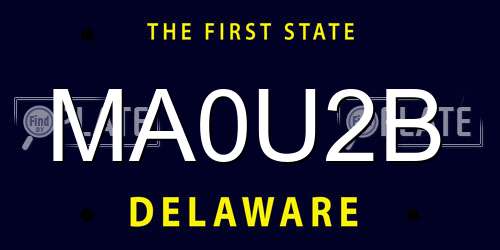 MA0U2B Delaware License Plate