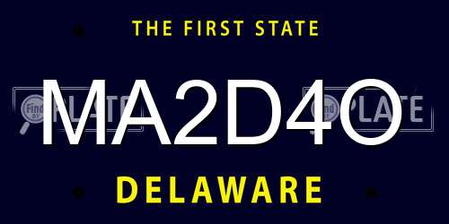 MA2D4O Delaware License Plate