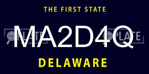 MA2D4Q Delaware License Plate