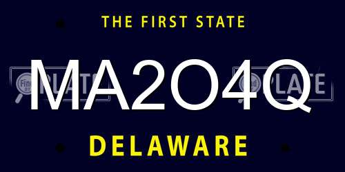 MA2O4Q Delaware License Plate
