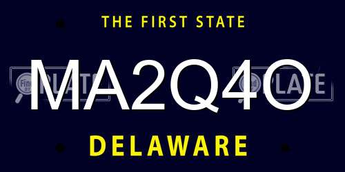 MA2Q4O Delaware License Plate