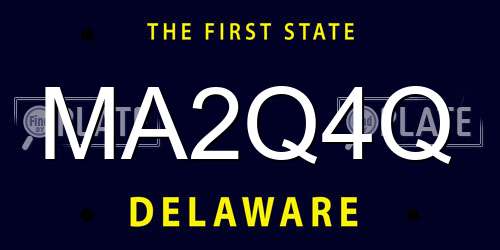 MA2Q4Q Delaware License Plate