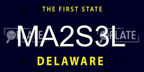MA2S3L Delaware License Plate