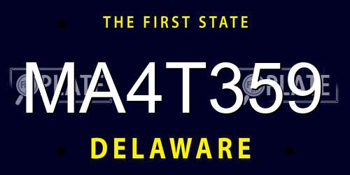 MA4T359 Delaware License Plate