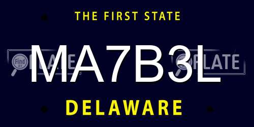 MA7B3L Delaware License Plate
