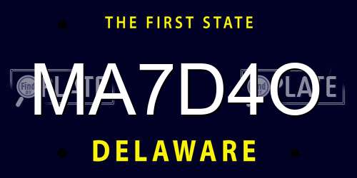 MA7D4O Delaware License Plate