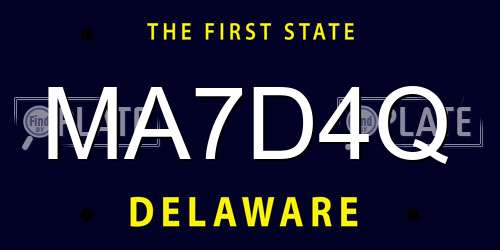 MA7D4Q Delaware License Plate