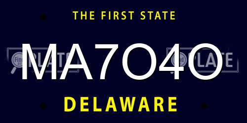 MA7O4O Delaware License Plate