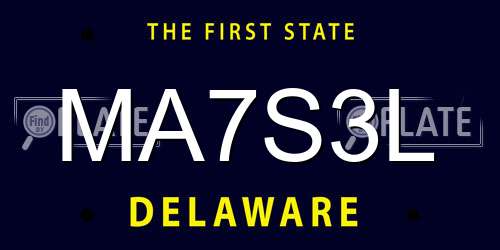 MA7S3L Delaware License Plate