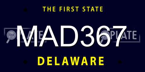 MAD367 Delaware License Plate