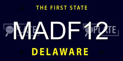 MADF12 Delaware License Plate