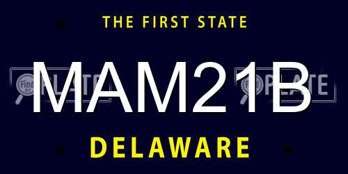 MAM21B Delaware License Plate