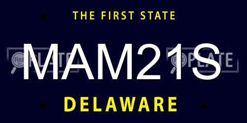 MAM21S Delaware License Plate