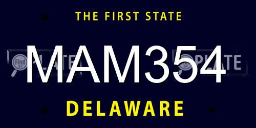 MAM354 Delaware License Plate
