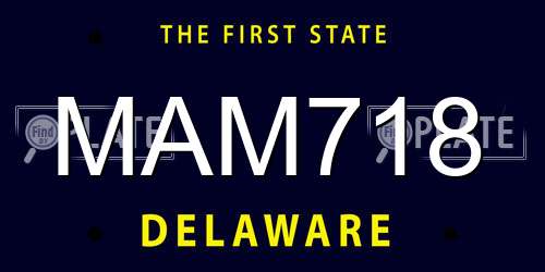 MAM718 Delaware License Plate