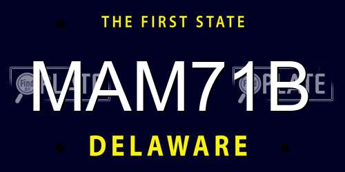 MAM71B Delaware License Plate