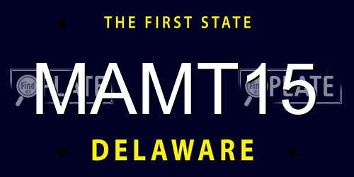 MAMT15 Delaware License Plate
