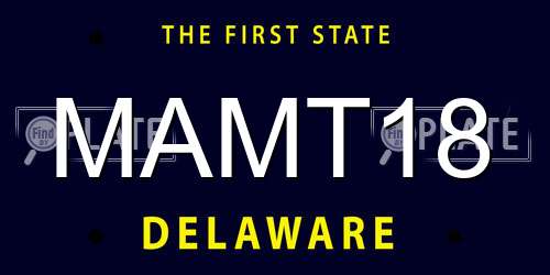 MAMT18 Delaware License Plate