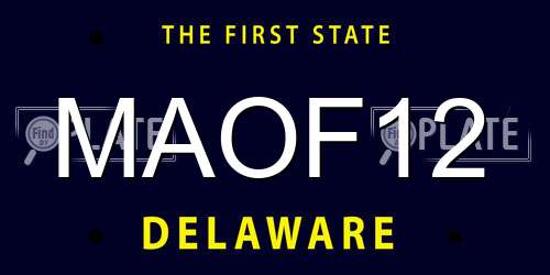 MAOF12 Delaware License Plate