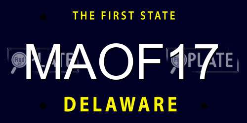 MAOF17 Delaware License Plate