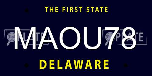 MAOU78 Delaware License Plate