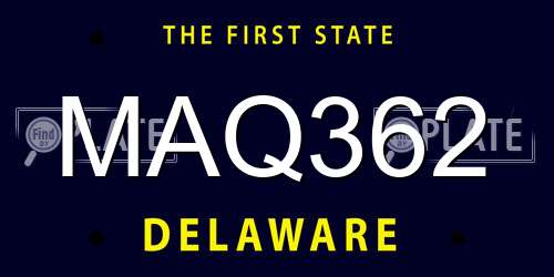 MAQ362 Delaware License Plate