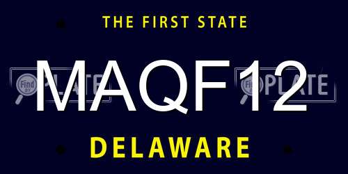 MAQF12 Delaware License Plate