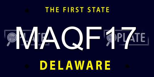 MAQF17 Delaware License Plate