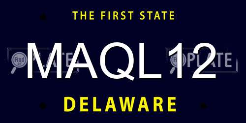 MAQL12 Delaware License Plate