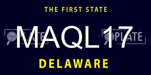 MAQL17 Delaware License Plate