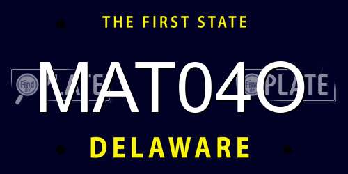 MAT04O Delaware License Plate