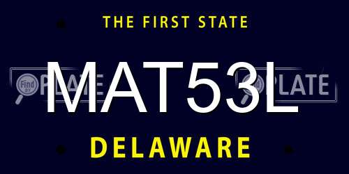 MAT53L Delaware License Plate