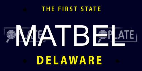MATBEL Delaware License Plate