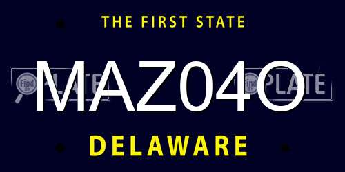 MAZ04O Delaware License Plate