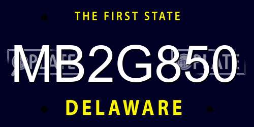 MB2G850 Delaware License Plate