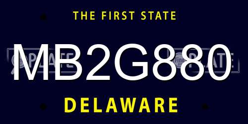 MB2G880 Delaware License Plate