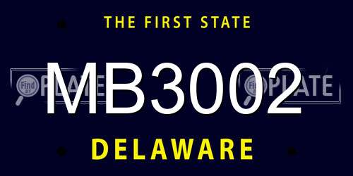 MB3002 Delaware License Plate