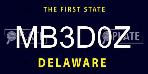 MB3D0Z Delaware License Plate