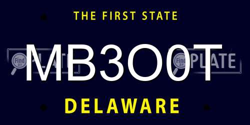 MB3O0T Delaware License Plate