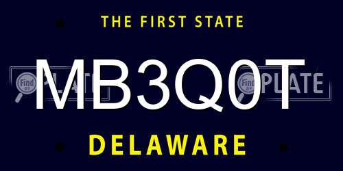 MB3Q0T Delaware License Plate