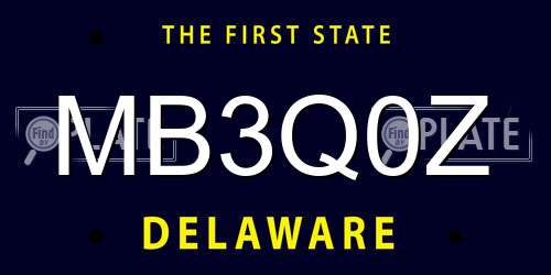 MB3Q0Z Delaware License Plate