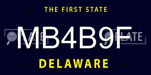 MB4B9F Delaware License Plate