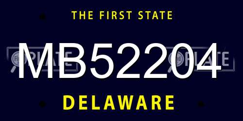 MB52204 Delaware License Plate