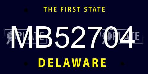 MB52704 Delaware License Plate