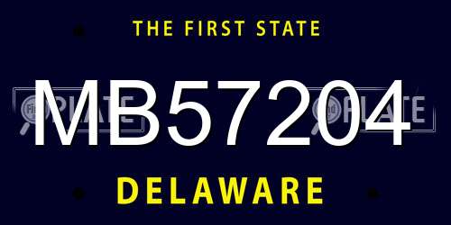 MB57204 Delaware License Plate