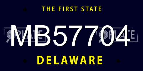 MB57704 Delaware License Plate