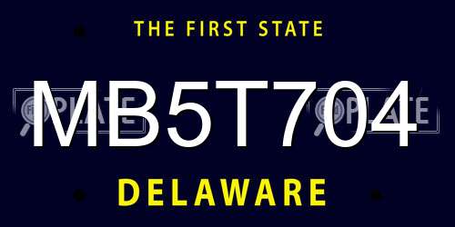 MB5T704 Delaware License Plate